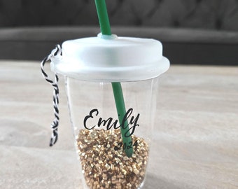 Adorno de café helado personalizado, adorno navideño de bebida de verano
