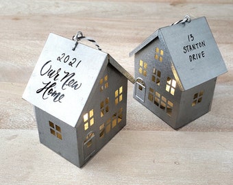 Personalized New Home Christmas Ornament, First Home Gift, Housewarming Gift, 2025 Christmas Ornament, Silver House lightup