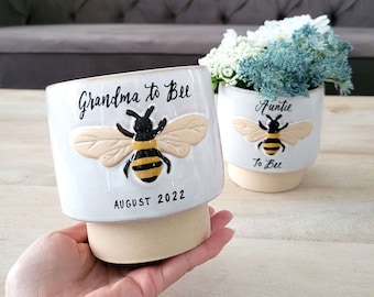 Personalized Bee Planter: Summer Pregnancy Announcement Gift, Aunt Grandma To Bee