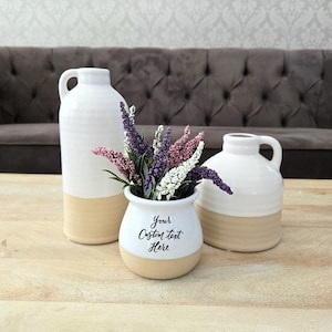 Personalized Ceramic Vase: Hand Lettered Custom Message Planter Pot