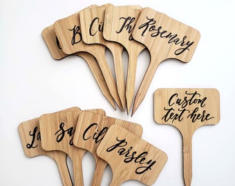 Mother's Day Gardener Gift, Plant Markers for Garden Herbs and Vegetables, Wooden Hand Lettered Herb Markers Set, Garden Marker Stakes