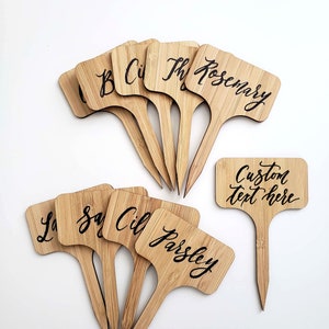 Mother's Day Gardener Gift, Plant Markers for Garden Herbs and Vegetables, Wooden Hand Lettered Herb Markers Set, Garden Marker Stakes