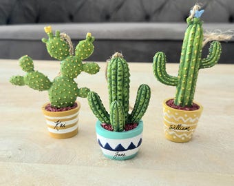 Personalized 3D Cactus Christmas Ornament: Potted Dessert Plant Gift