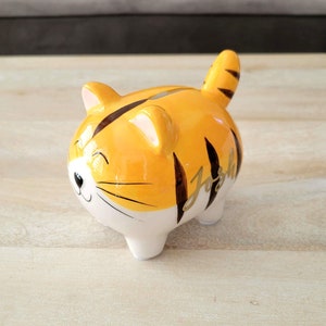 Personalized Cat Piggy Bank Gift for kids, Custom Ceramic Orange Kitten Money Bank with calligraphy, Baby shower gift, Cat Lover Gift