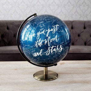 10" Constellation Globe Lamp Light Up, Celestial Globe, Personalized Quote on Star Globe, Space Nursery Decor, Galaxy Moon & Stars Baby Gift