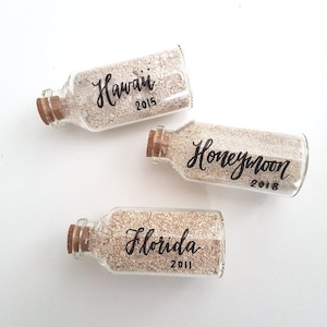 Personalized Honeymoon Sand Jar: Hand-Lettered Travel Keepsake