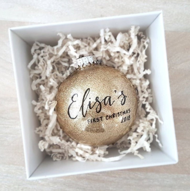 Baby's First Christmas Bauble Ornament Personalized Baby Etsy