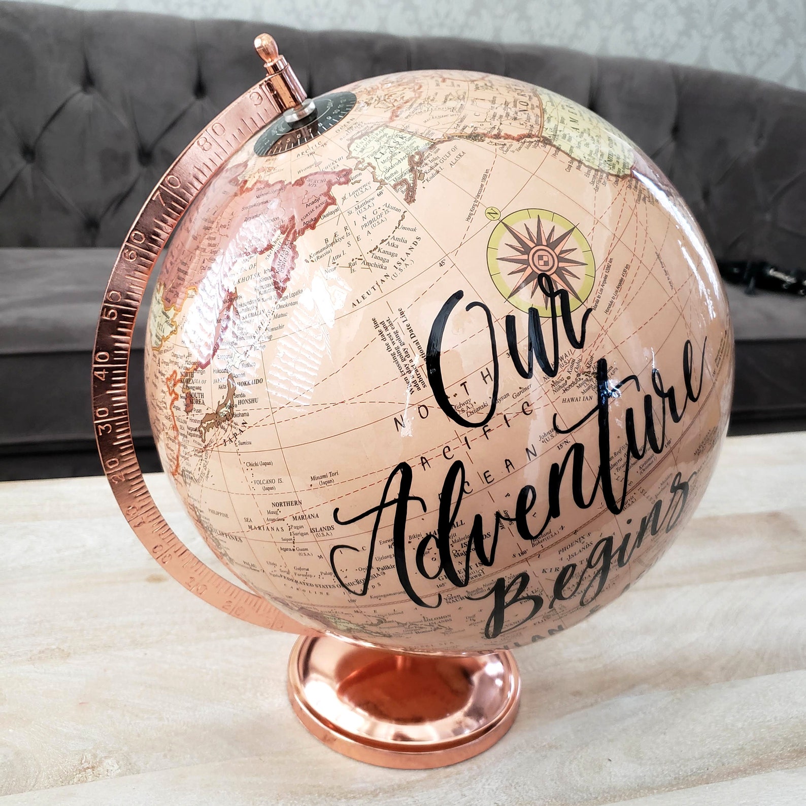 Large 12 Rose Gold Globe Guestbook Globe Wedding Etsy