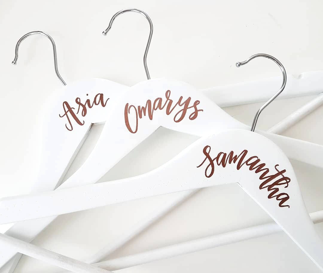 Custom Wedding Hangers - White Wooden Hangers