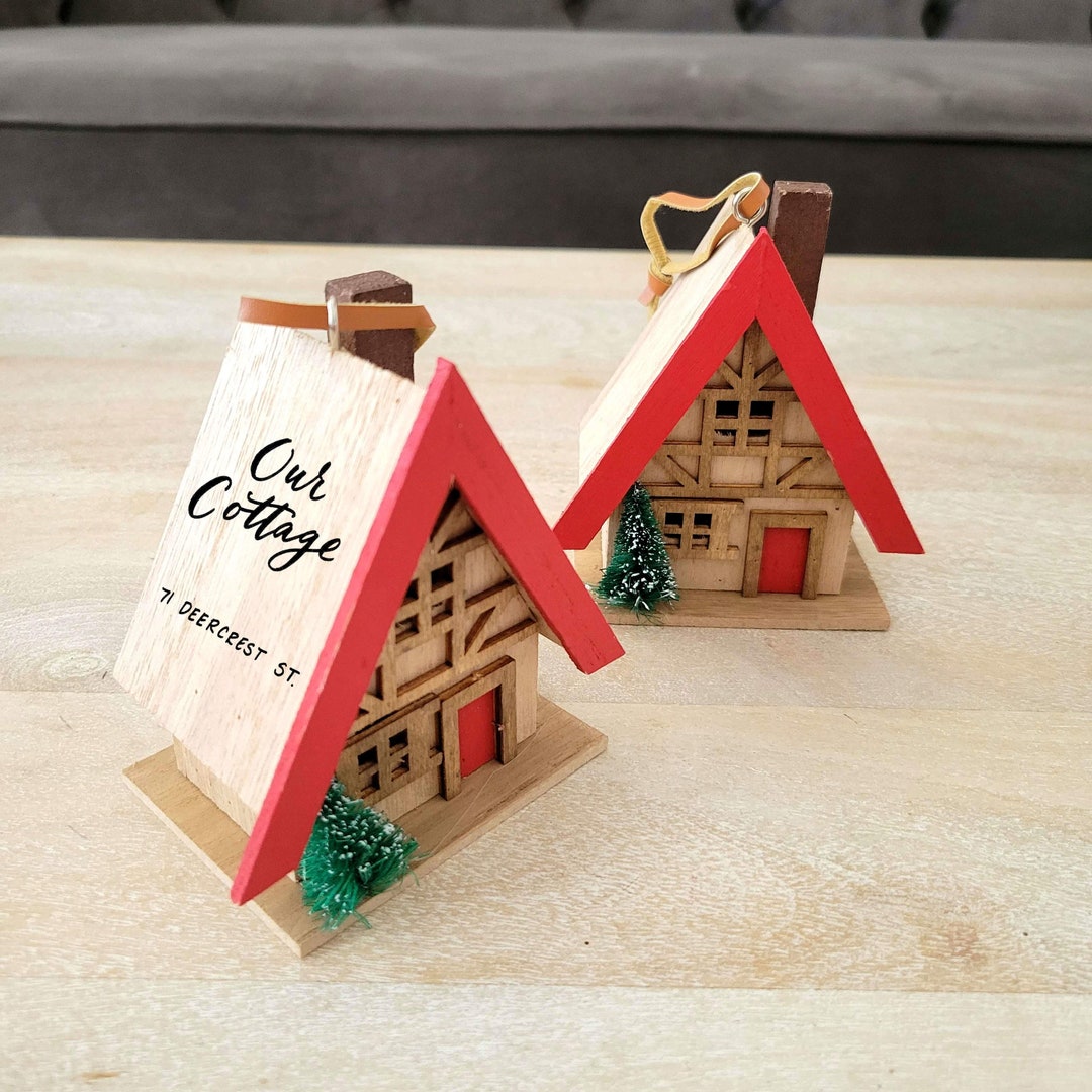 Personalized Wood Cottage Christmas Ornament: A-frame Cabin Gift - Etsy