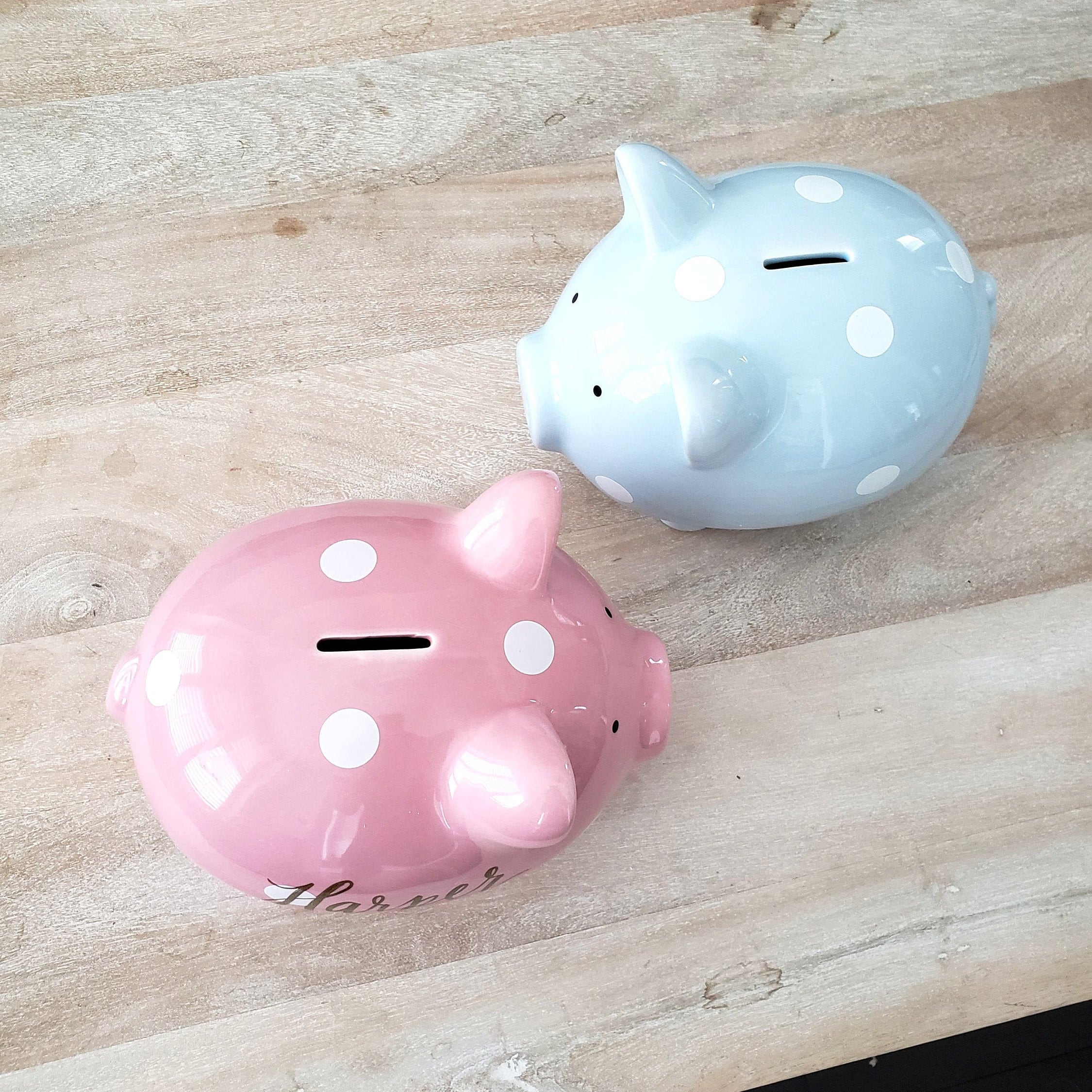 Personalized Polka Dot Piggy Bank Gift for Baby Pink Piggy Etsy