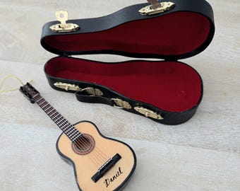 Personalized 3D Guitar Christmas Ornament with Case: Music Lover Gift