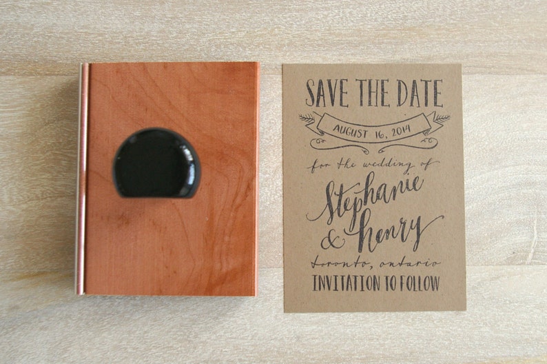 Calligraphy SAVE THE DATE Rubber Stamp for Wedding Type Etsy
