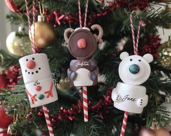 Personalized Marshmallow Christmas Ornament: Snowman, Reindeer or Polar Bear Gift