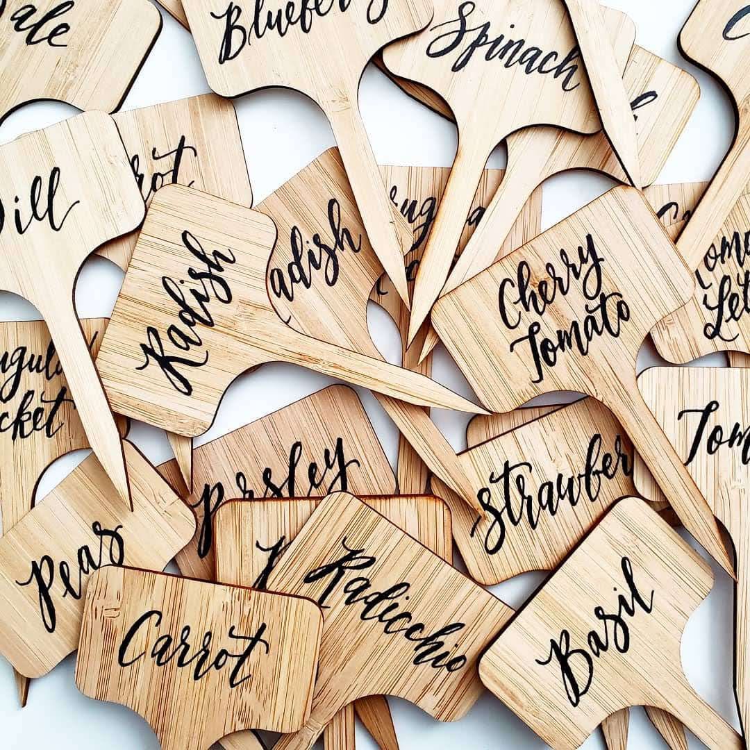 Garden Markers, Outdoor Plant Markers for Garden, Herb Marker Set, Wo…