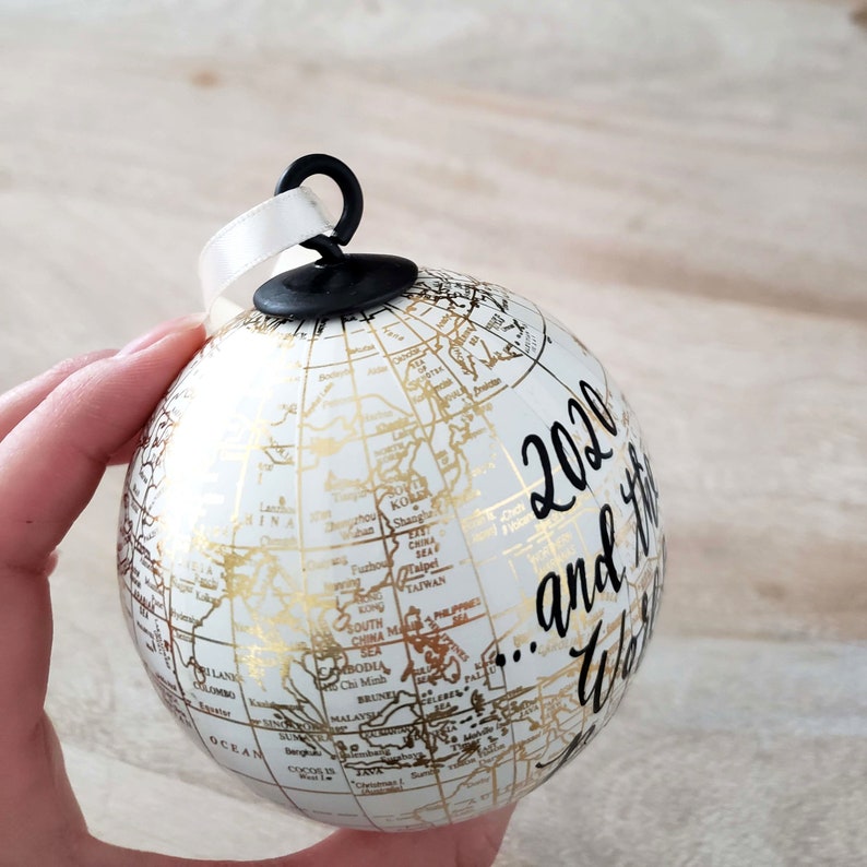 Quarantine 2020 Christmas Ornament, Personalized Gift World Globe Bauble, Global Pandemic Ornament, Stay Home, Holiday Tree Decoration image 8