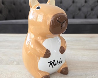 Personalized Ceramic Capybara Piggy Bank: Farm Nursery Decor