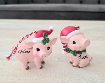 Personalized Pink Pig Christmas Ornament: Farm Animal Gift