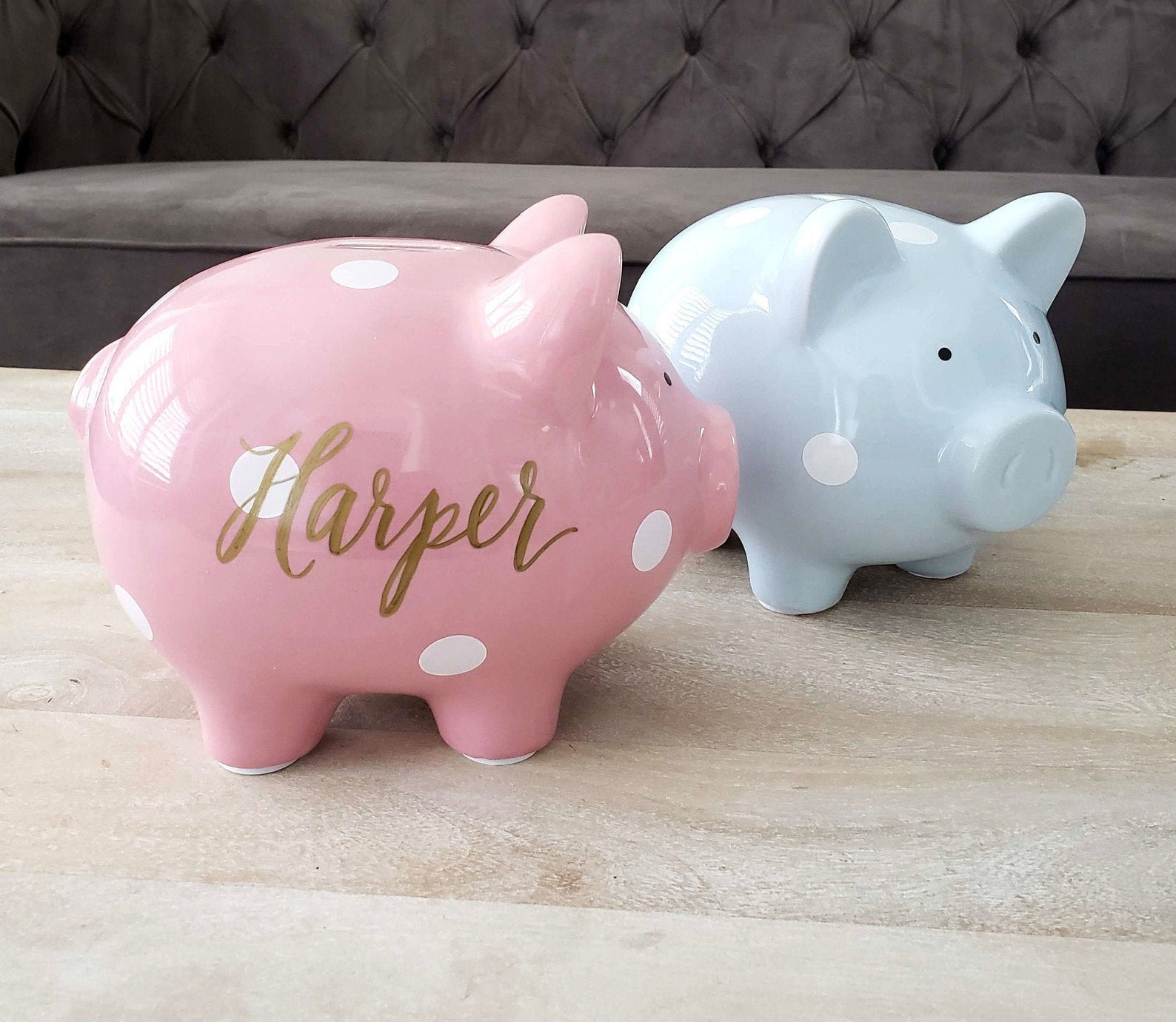 Personalized Polka Dot Piggy Bank Gift for Baby Pink Piggy Etsy