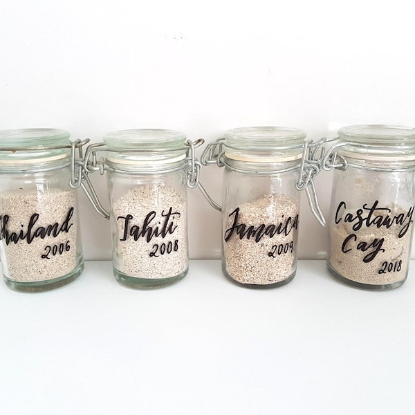 Pote de areia médio personalizado: garrafa para lembrança de férias
