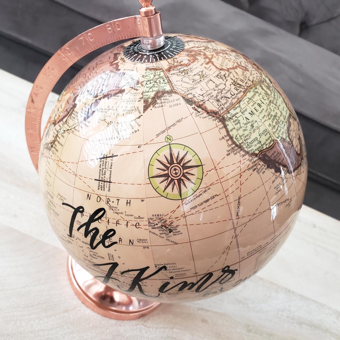 Large 12 Rose Gold Globe Guestbook Globe Wedding Etsy