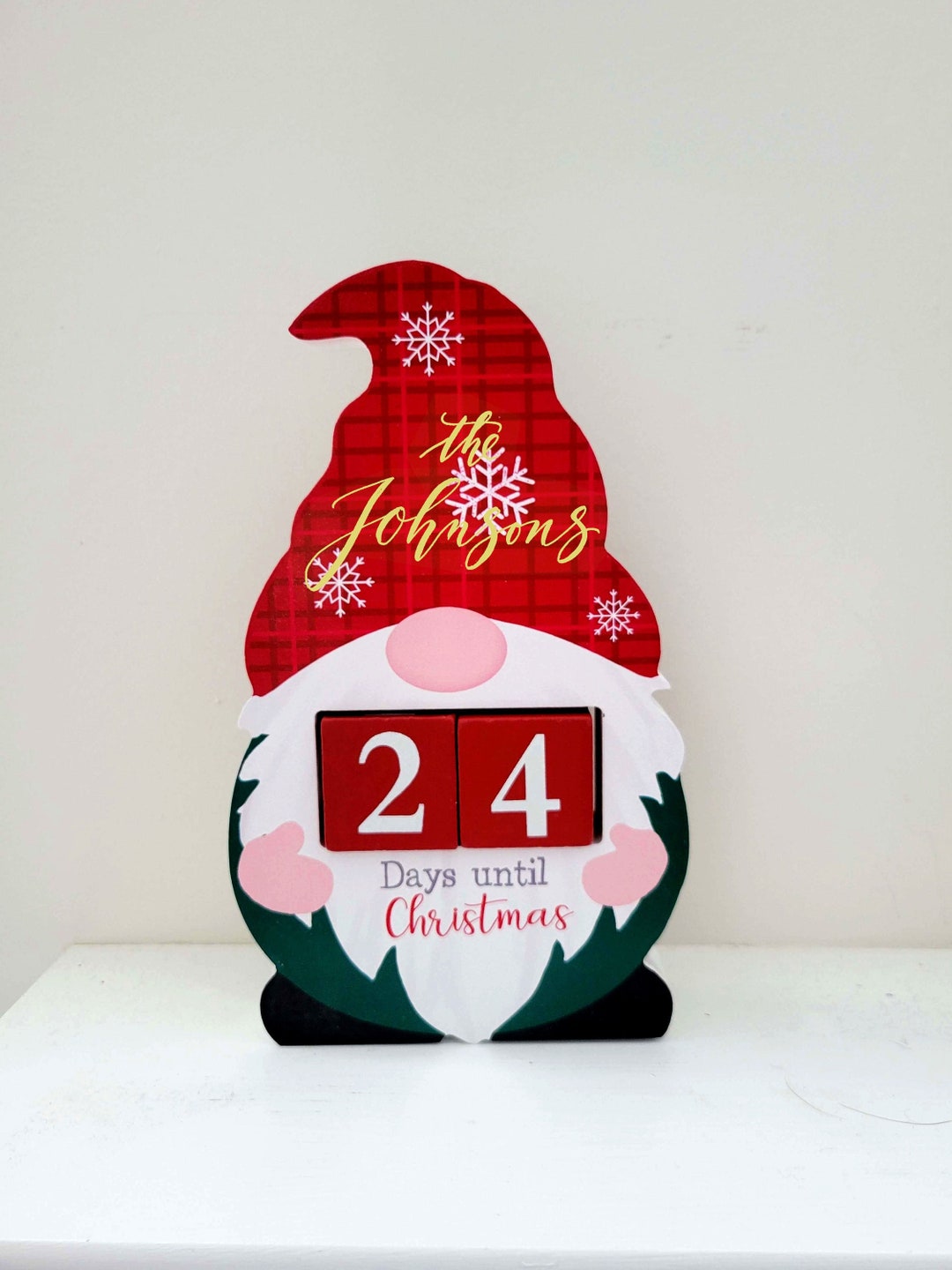 Personalized gnome advent calendar made of wood christmas etsy