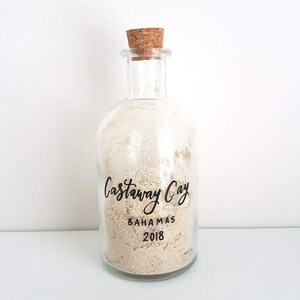 Large HONEYMOON SAND JAR, Sand memory bottle, Vacation Sand Jar, Personalized Sand Bottle, Glass One, Large image 3