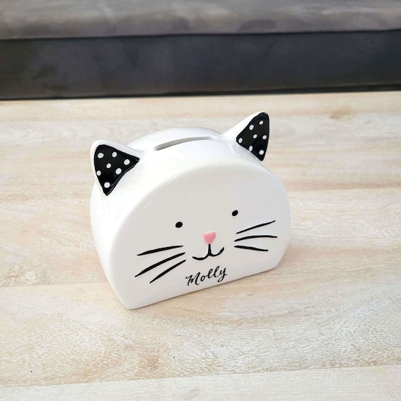 Regalo salvadanaio gatto personalizzato per bambini, salvadanaio gattino in  ceramica personalizzato con calligrafia scritta a mano, regalo baby shower,  regalo amante dei gatti -  Italia