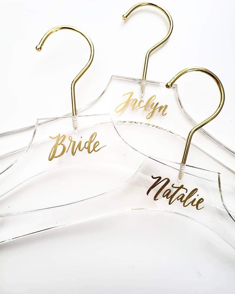Acrylic Bridesmaid Hanger, Clear Acrylic Bride Hanger for wedding gown, Personalized Bridesmaid Dress Hanger, Lucite Hanger - One 