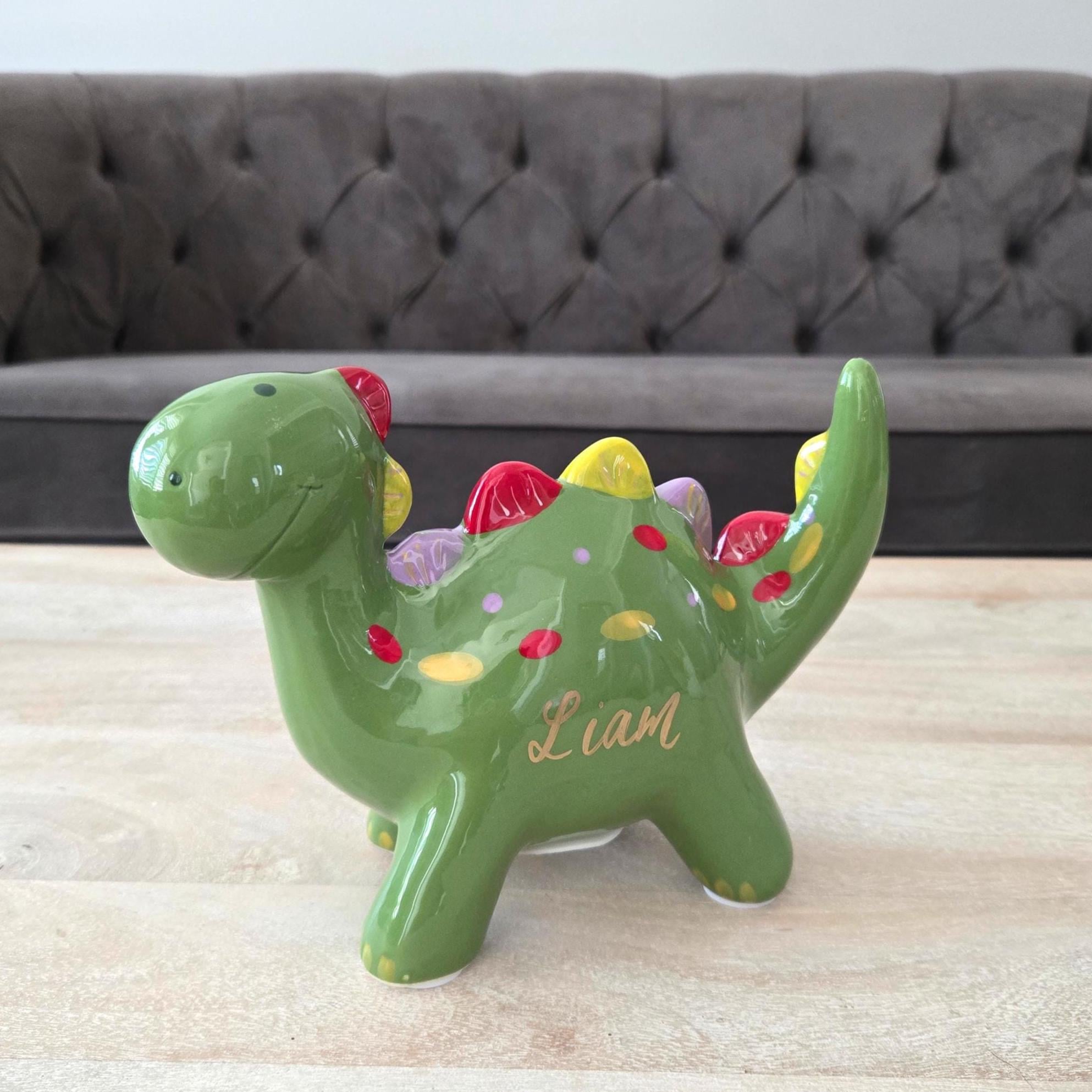 Green Dino Bank with画像フレーム PJDRLLC Dinosaur Piggy Bank for Kids, Unbreakable -