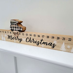 Wood Sliding Car Advent Calendar, Christmas Countdown Gift, Holiday Mantel Decor,Neutral Christmas Decor, December Calendar, Merry Christmas image 1