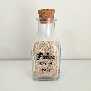 Personalized Sand Bottle, Vacation Sand Jar, Sand Memory Glass Jar with Cork