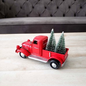 Red Truck Holiday Mantel Decor, Personalized Christmas Decor, Old Fashioned Truck Car, Established Gift, Custom Christmas Decor, Home Gifts image 5