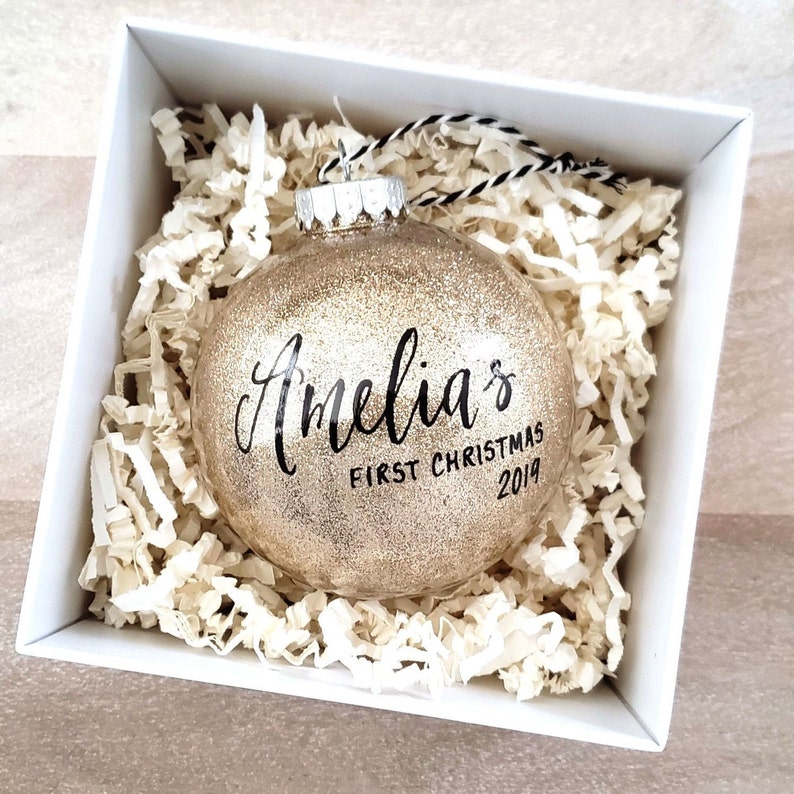 Baby's First Christmas Bauble Ornament Personalized Baby Etsy