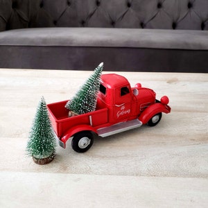 Red Truck Holiday Mantel Decor, Personalized Christmas Decor, Old Fashioned Truck Car, Established Gift, Custom Christmas Decor, Home Gifts image 6