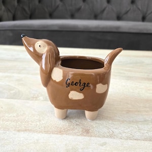 Keramik Dackel Pflanzer, Sukkulenten Hund Pflanzer Geschenk, Hot Dog Topf personalisiertes Geschenk