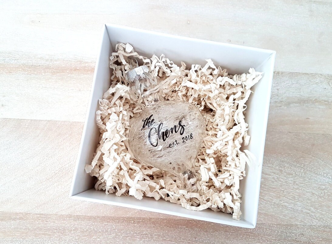 Cadeau d'ornement de Noël Nouvellement Établi Personnalisé avec Calligraphie - Un | Clair, Verre, 5 