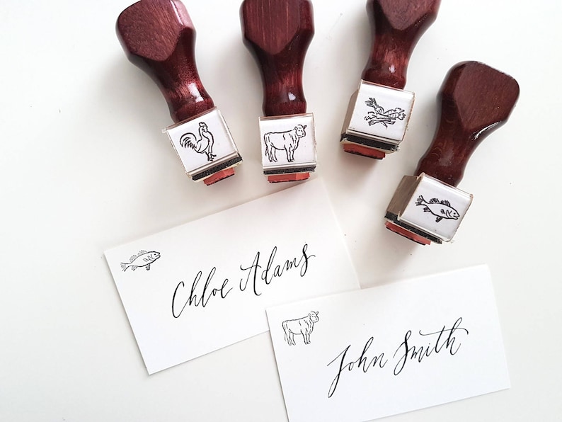 Meal Choice Stamps Menu Icon Rubber Stamps For Place Cards Etsy