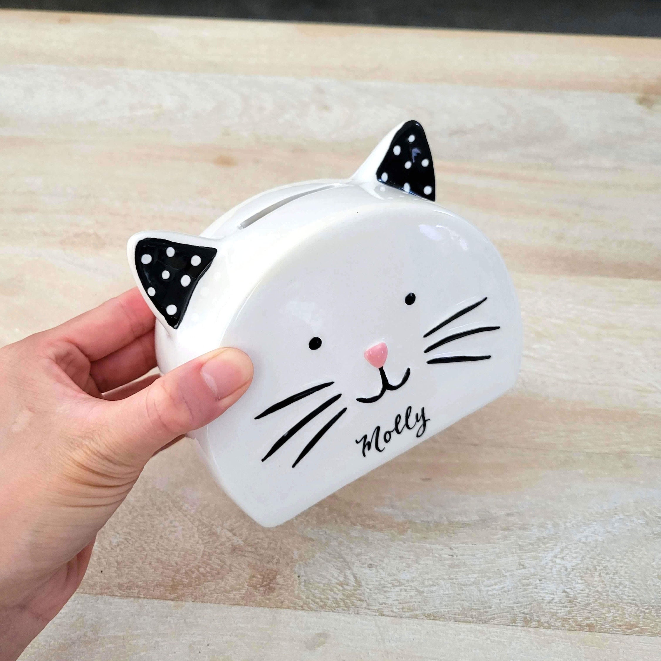 Regalo salvadanaio gatto personalizzato per bambini, salvadanaio gattino in  ceramica personalizzato con calligrafia scritta a mano, regalo baby shower,  regalo amante dei gatti -  Italia