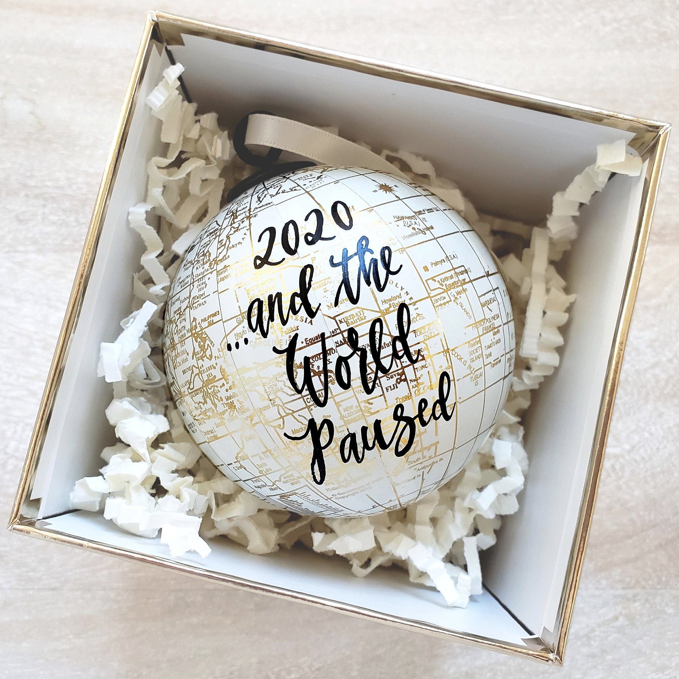 Quarantine 2020 Christmas Ornament, Personalized Gift World Globe Bau…