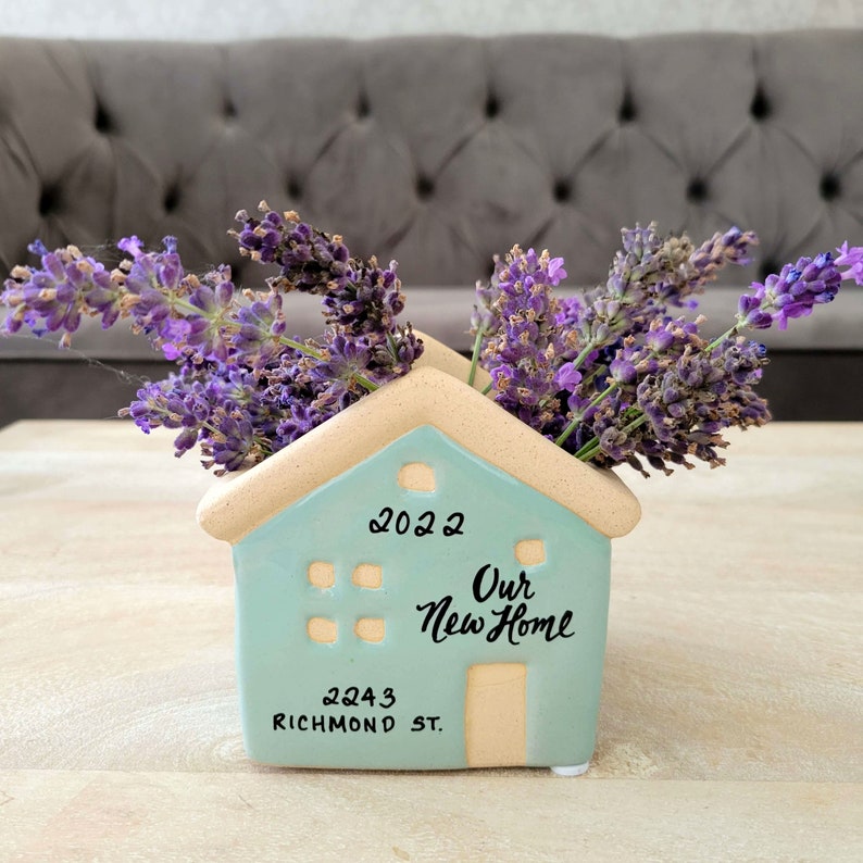House Planter for Housewarming Gift, My First or Our New Home Present, Personalized Succulent Planter Small Vase, House Decor, Realtor Gift image 5