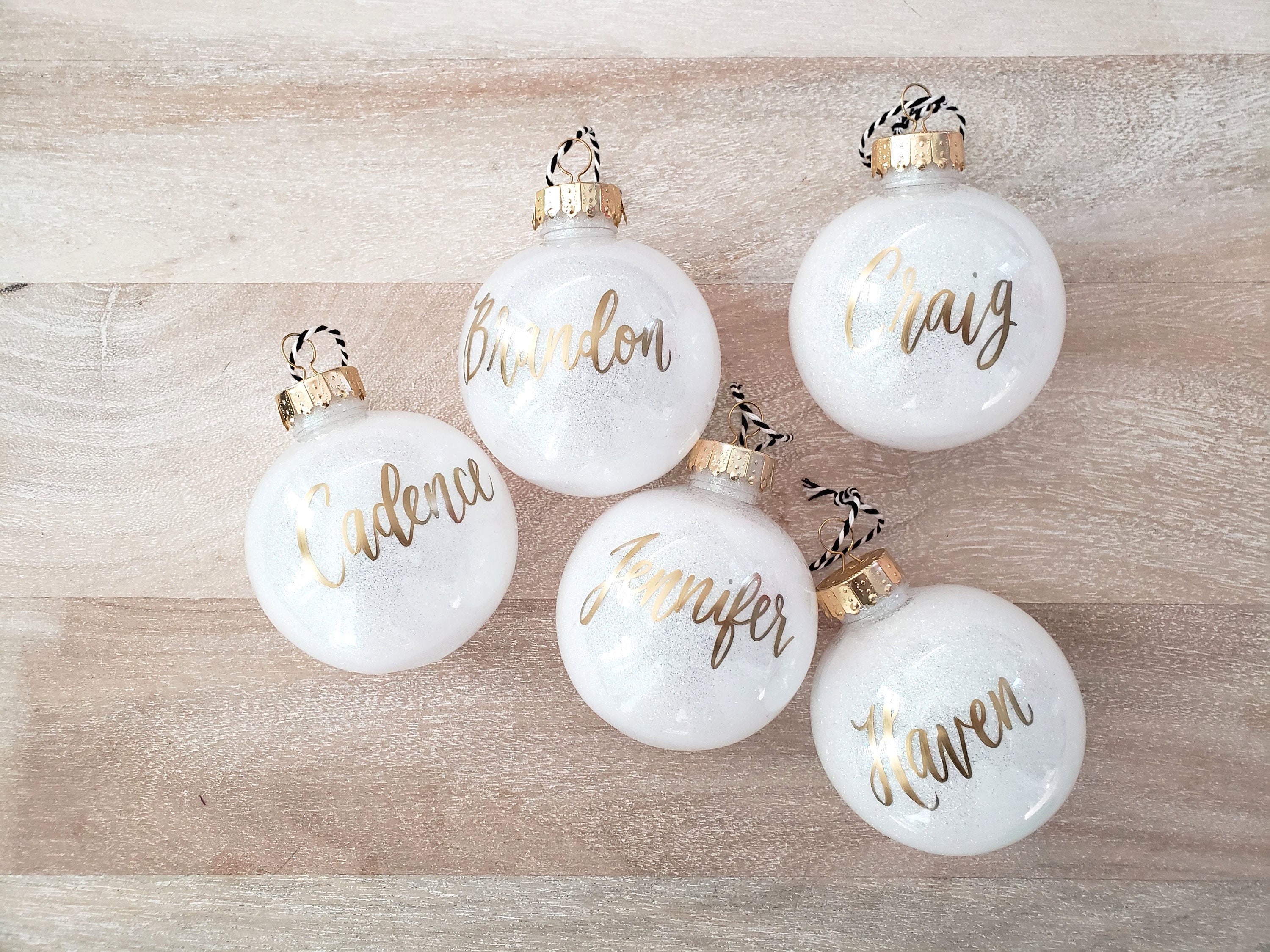 Personalized Name Christmas Ornament White Glitter Ornament Etsy Personalized Name Christmas Ornament White Glitter Ornament Etsy