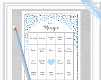 66 card bridal bingo pre populated bingo cards with silver and blue accents no duplicates diy printable 46br - fortnite bingo card generator 3x3