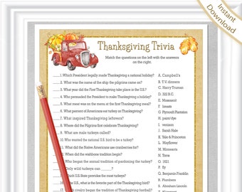 Thanksgiving Trivia Etsy