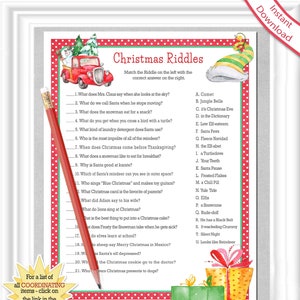 Christmas Riddles Game With Red Dots Kids Holiday Game Etsy