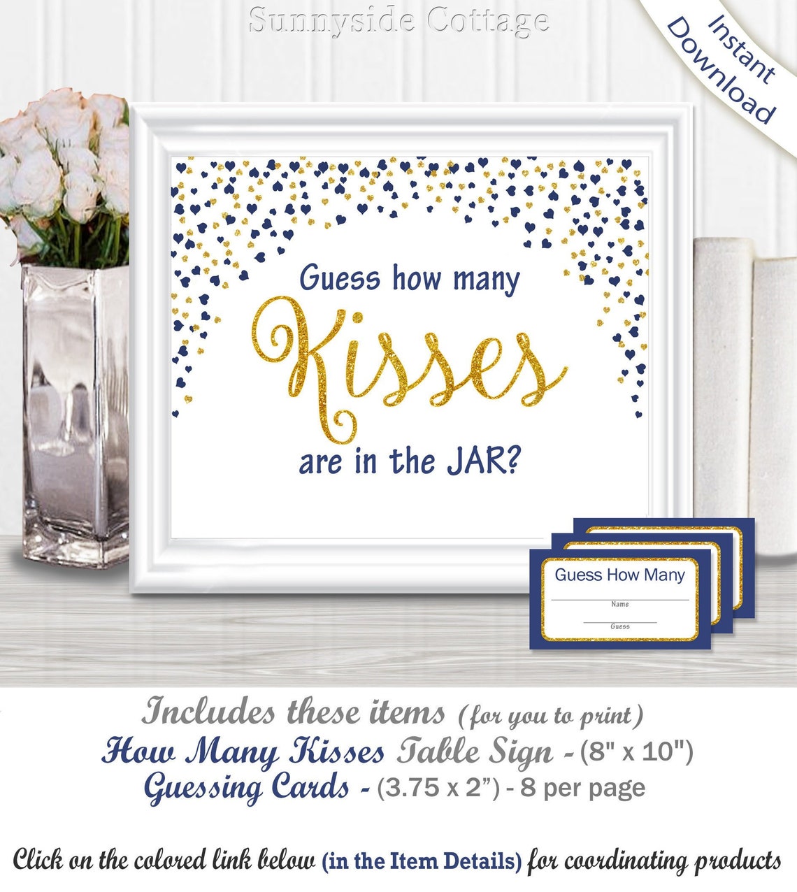 How Many KISSES are in the Jar 8x10 SIGN in navy Etsy