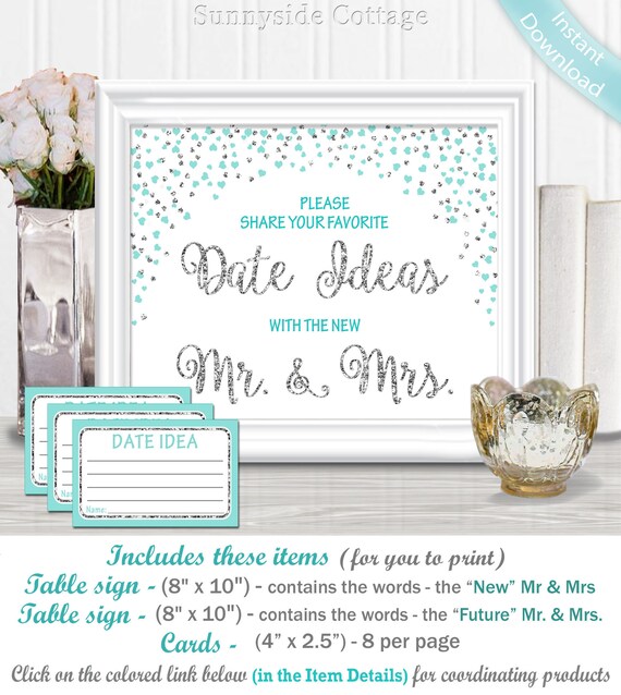 Wedding or Bridal DATE IDEAS Sign 8 x 10 with Etsy