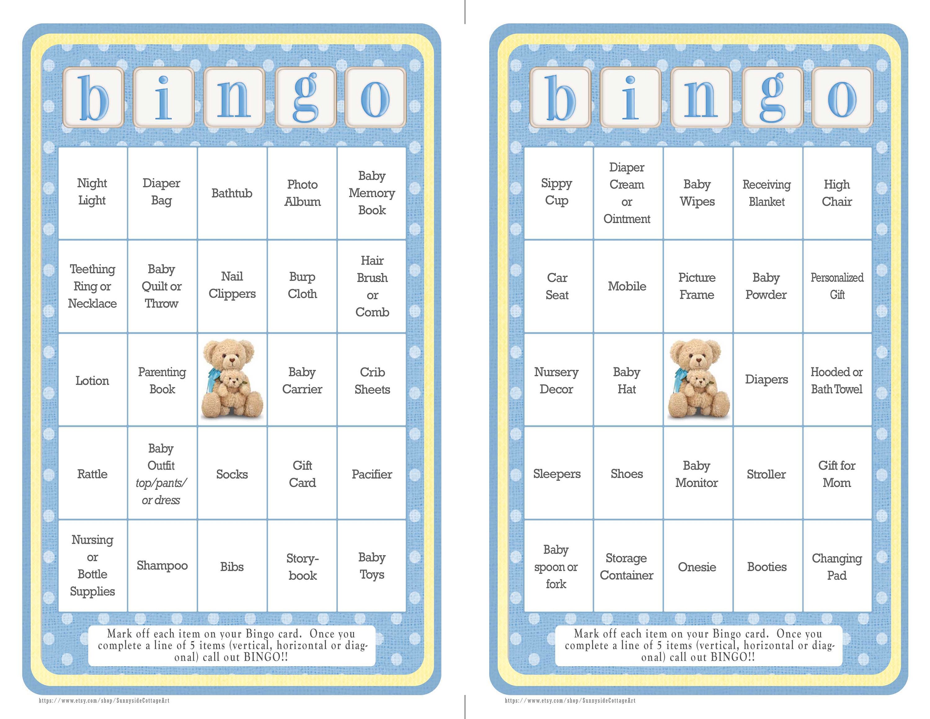Instant Download 66 card BABY BINGO game in a classic cottage Etsy