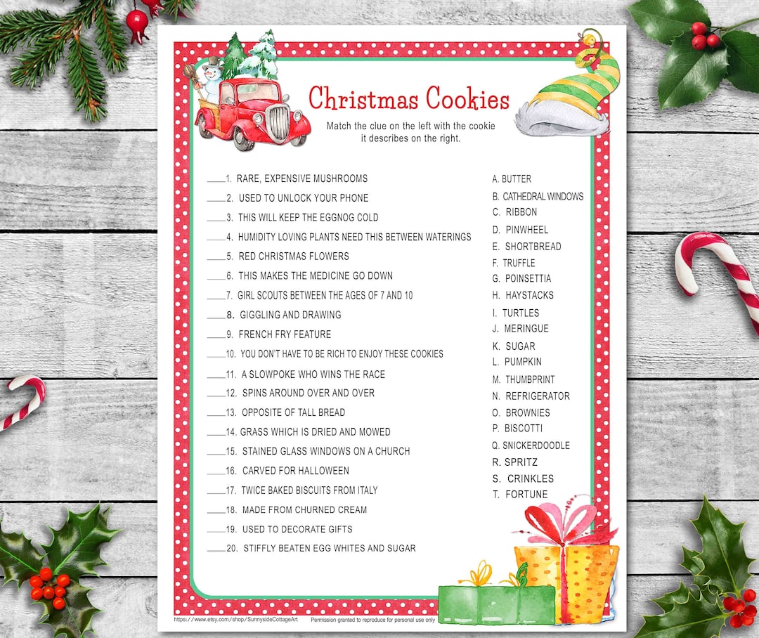 CHRISTMAS COOKIE Game, Guess the Cookies, Christmas or Office Party Game, ANSWERS Included, Cookie Quiz Game in Red, Christmas Party - Etsy christmas-cookie-game-guess-the-cookies-christmas-or-office-party-game-answers-included-cookie-quiz-game-in-red-christmas-party-etsy