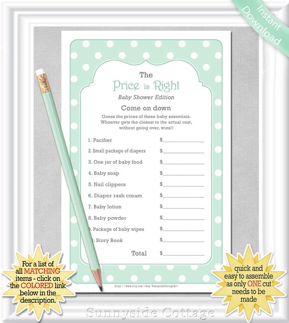 The Price Is Right Baby Shower Game Instant Download With Etsy